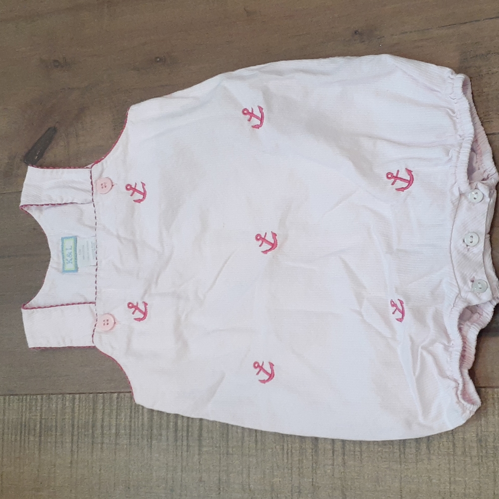 K&L Baby Girls Pink Overall/Romper w/ Anchors 12M